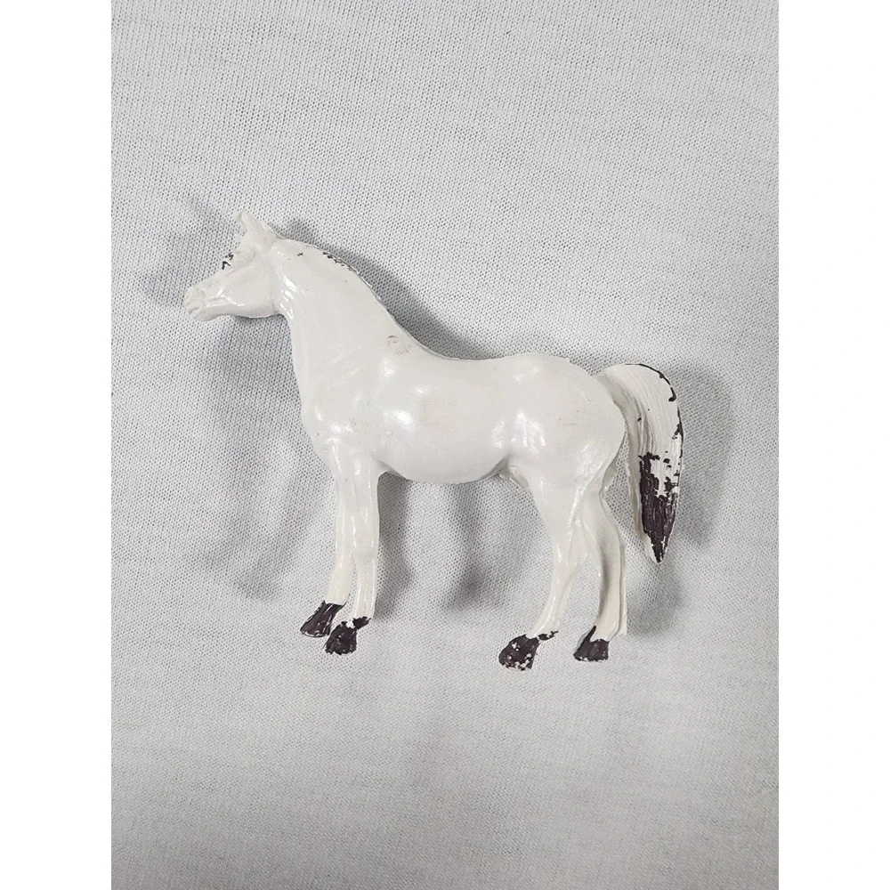 Vintage Horse Figurines Solid Molded Plastic Black White Brown Animal Toy Lot